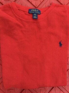 Polo Ralph Lauren Top XL (18-20) Waffle Knit Red‎ Long Sleeve